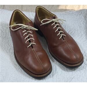 Sandro Moscoloni Men 10D Brown Leather Lace Up Oxford Dress Shoes Classic Formal